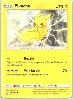 Pikachu 66/236 Non Holo SM - Cosmic Eclipse - Pokemon Card - NM - Image 1