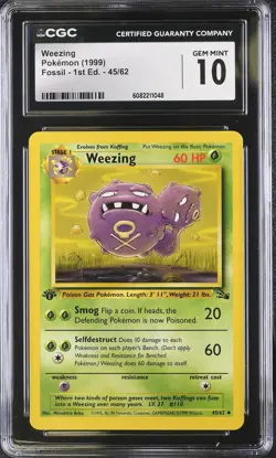 CGC 10 Weezing 45/62 1st Edition Fossil Pokemon Card - Image 1