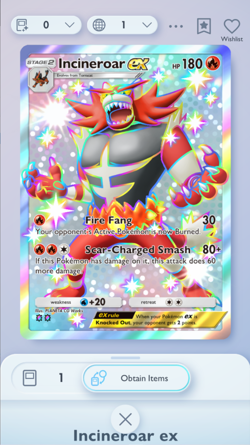 Incineroar EX Shiny 2?, Pokemon TCG Pocket, Mega Rising, English - Image 1