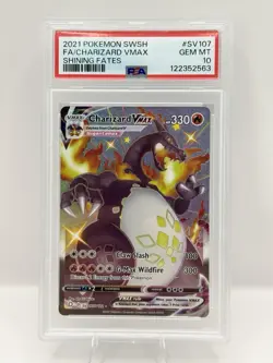 Pokemon TCG 2021 Charizard VMAX Shining Fates SV107/SV122 GM PSA 10 - Image 1