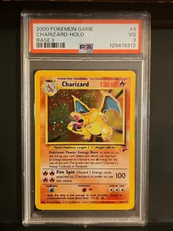 2000 Pokemon Base 2 Unlimited #4 Charizard HOLO R PSA 3 - Image 1