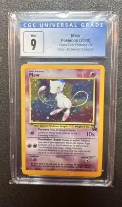 Pokemon 2000 Promo Black Star League #9 Mew-Holo CGC 9 SWIRL!!! - Image 1