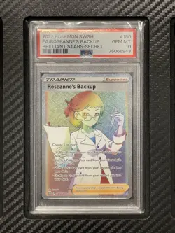 2022 PSA 10 FA Roseanne’s Backup 180 Secret Rainbow Rare Pokemon Brilliant Stars - Image 1