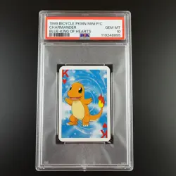 PSA 10 Charmander King of Hearts Graded Pokemon Mini Bicycle Card - Image 1