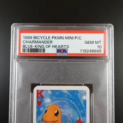PSA 10 Charmander King of Hearts Graded Pokemon Mini Bicycle Card - Image 2