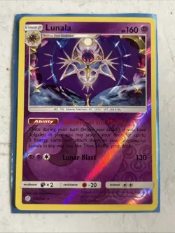 POKEMON LUNALA #102/236 RARE REVERSE HOLOFOIL NM COSMIC ECLIPSE CARD - Image 1