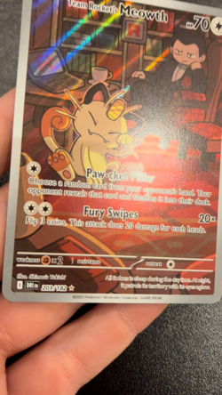 Team Rocket's Meowth 203/182 Destined Rivals Illustration Rare Pokemon TCG - NM - Image 2