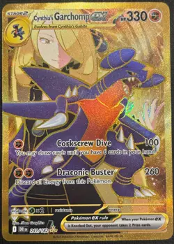 2025 POKEMON DESTINED RIVALS CYTHIA S GARCHOMP EX 241/182 HYPER RARE GOLD - Image 1