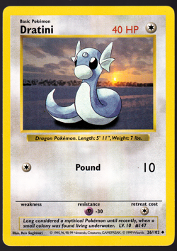 Dratini Shadowless 26/102 Base Set Pokemon TCG Card 1999 LP - Image 1