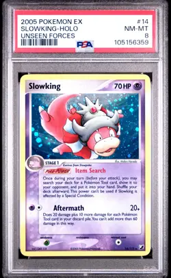 PSA 8 Slowking Reverse Holo Foil 14/115 EX 2005 Pokemon Unseen Forces Low Pop - Image 1
