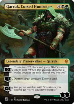 [1x] Garruk, Cursed Huntsman - Foil - Borderless Near Mint, English Throne of El - Image 1