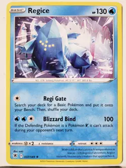 Regice 037/189 - NM / M RARE Non Holo Astral Radiance Pokemon Card $2 Shipping - Image 1