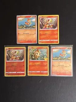 5 Chimchar Pokemon Card Collection SWSH SV Reverse Holo Confetti McDs 25th PTCG - Image 1