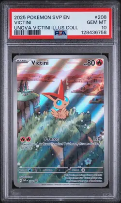 2025 POKEMON SVP EN-SV BLACK STAR PROMO #208 VICTINI PSA 10 - Image 1