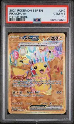 2024 Pokemon SSP EN Pikachu EX Hyper Rare Surging Sparks PSA 10 #247 ???? - Image 1