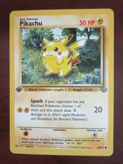 PIKACHU POKEMON CARD 1ST EDITION 60/64 JUNGLE NON HOLO NEVER PLAYED NM - Image 1