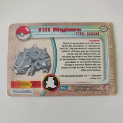 Rhyhorn 1999 1st Print Topps Holo Silver Foil Blue Label #111 Pokemon Card - Image 4