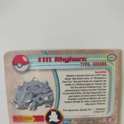Rhyhorn 1999 1st Print Topps Holo Silver Foil Blue Label #111 Pokemon Card - Image 5