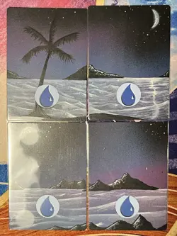4x ISLAND Panorama • Altered Painted Art • Mtg (1622) - Image 1