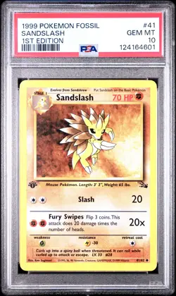 1999 POKEMON FOSSIL 1ST ED #41 SANDSLASH PSA 10 - Image 1