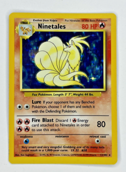 Pokemon TCG Ninetales Holo Rare Unlimited 12/102 Base Set Vintage 1999 WOTC - Image 1