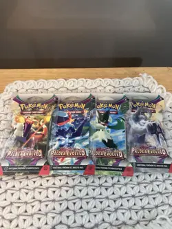 Pokemon TCG Paldea Evolved Boosters 4 Sleeved Packs Art Set Factory Sealed New - Image 1