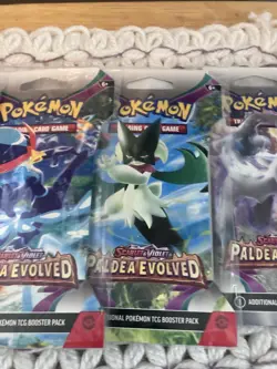 Pokemon TCG Paldea Evolved Boosters 4 Sleeved Packs Art Set Factory Sealed New - Image 4