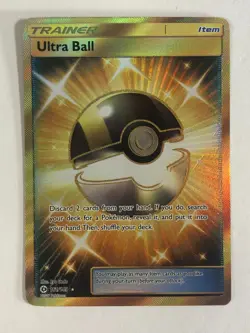 Pokemon TCG Sun & Moon Full Art Gold Ultra Ball 161/149 Near Mint - Image 1