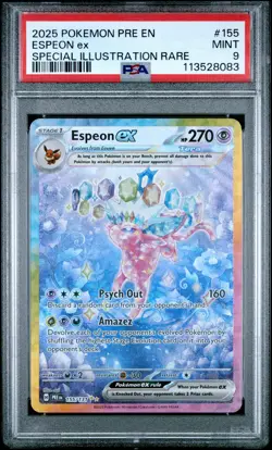 2025 POKEMON PRE EN-PRISMATIC EVOLUTIONS #155 ESPEON EX PSA 9 - Image 1