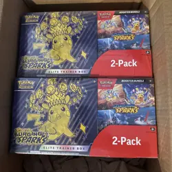 Pokemon TCG Surging Sparks ETB + Booster Bundle Costco 2-pack Sealed New Lot x2 - Image 1