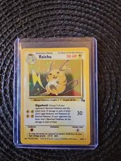Pokemon TCG Raichu Fossil Holo Rare Card 14/62 Vintage 1999 - Image 1