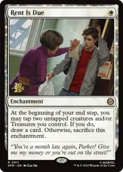 Moderate Play, English MTG Foil Rent Is Due - Foil - Prerelease Promo Marvel's S - Image 1