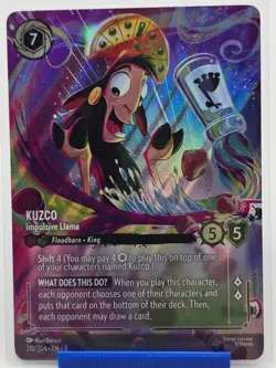 Disney Lorcana Kuzco Impulsive Llama Enchanted Rare Card 210/204 Reign of Jafar - Image 1