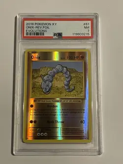 Pokemon Card Onix 61/108 Reverse Holo XY Evolutions Pokemon TCG PSA 7 - Image 1