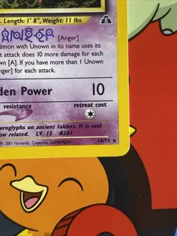 Pokemon - Unown A Holo - 14/75 - Neo Discovery - Rare Card NM- ( Swirl ) - Image 5