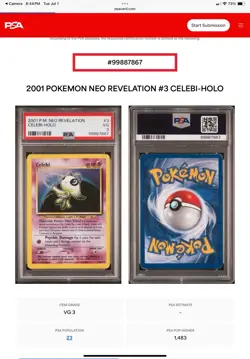 Low POP Pokemon TCG Celebi Neo Revelation Holo Rare Card 3/64 VG PSA 3 - Image 5