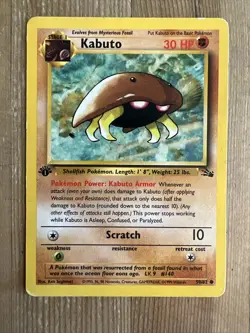 1st Edition Kabuto 50/62 Common - Pokemon TCG WOTC Fossil - DMG - Image 1