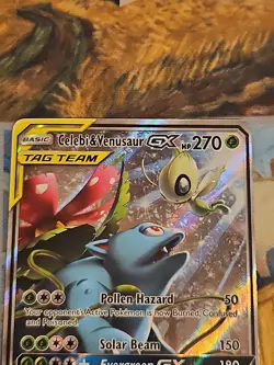 Pokemon TCG Celebi & Venusaur GX SM167 Sun & Moon Promo Tag Team Has Crease - Image 2