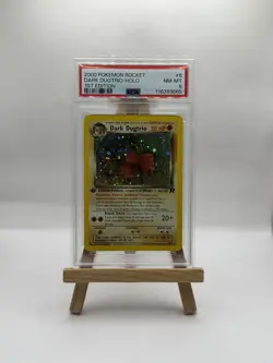 2000 Pokemon Dark Dugtrio 6/82 Team Rocket - 1st Ed Swirl Holo Rare ENG PSA 8 - Image 1