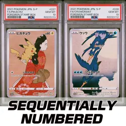 PSA 10 Pikachu 227/S-P Cramorant 226/S-P Sequential Set Stamp Box Pokemon Card - Image 1