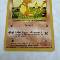 1999 Pokemon TCG Charmander Base Set 46/102 Shadowless Rare - Vintage Wotc LP - Image 4