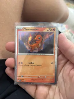 Charmander SVP047 w/ Swirl Cosmos Holo Black Star 151 Promo Pokemon NM+ - Image 1