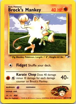 Pokemon TCG 68/132 Brocks Mankey Common Gym Heroes NM - Image 1