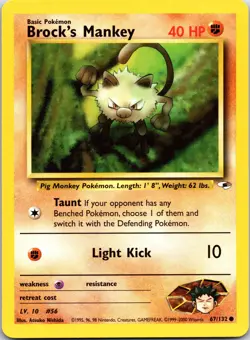Pokemon TCG 67/132 Brocks Mankey Common Gym Heroes NM - Image 1