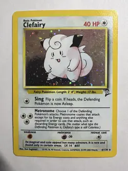Pokemon TCG Clefairy Base Set 2 Holo Unlimited Rare Card 6/130 - Image 1