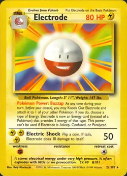 Electrode 21/102 Rare Base Set Pokemon Card LP - Image 1