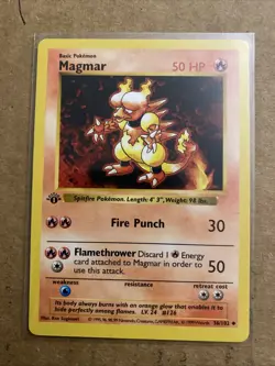 Pokemon TCG Magmar Base Set 36/102 1st Edition Never Played Near Mint - Image 1