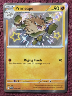 Pokemon TCG - Primeape 170/091 - S&V: Paldean Fates Shiny Holo Rare MINT - Image 1