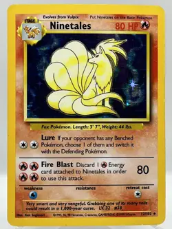 Ninetales 12/102 Base Set Unlimited Holo Rare WotC 1999 Vintage Pokemon Card - Image 1