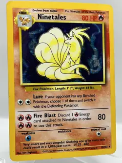 Ninetales 12/102 Base Set Unlimited Holo Rare WotC 1999 Vintage Pokemon Card - Image 2